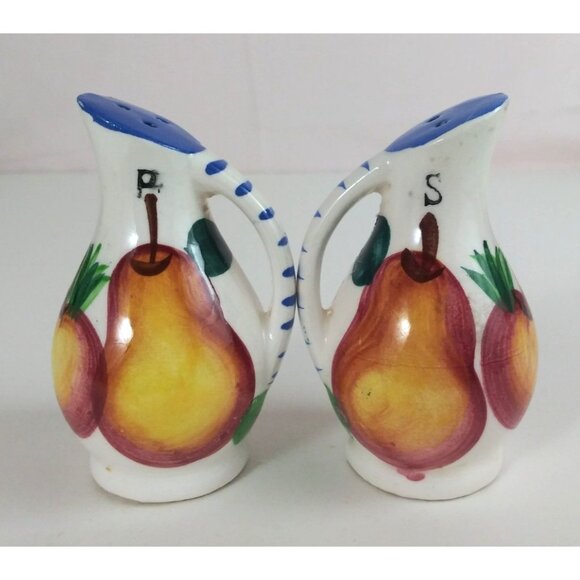 Unbranded Other - Vintage Hand Painted Apple & Pear Blue Pitcher Salt & Pepper Shakers Japan